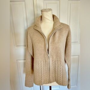 Alps Beige Lambswool & Angora Full Zip Sweater in Women’s XL